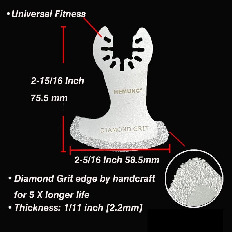 HEMUNC 6Pcs Diamond Oscillating Tool Blades, Multi Tool Mortar Cutting Saw Blades Precise for Grout Removal and Soft Tile Cut - Image 2